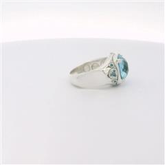 John Hardy Sterling Blue Topaz Bamboo Ring - Size 7.5